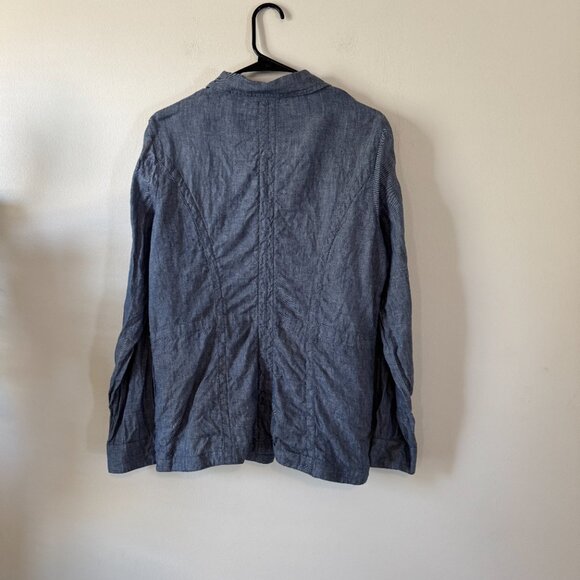 J. McLaughlin Linen Denim Color Shirt Jacket - Picture 2 of 10